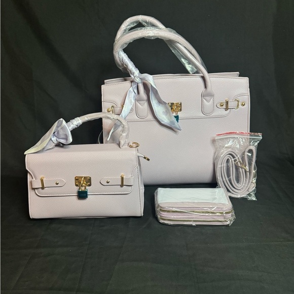 Handbags - Elegant Lavender Women's Handbag Set